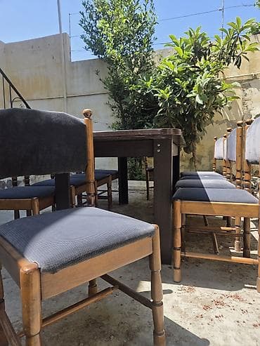 demir stol stullar: Qonaq otağı üçün, Açılmayan, Dördbucaq masa, 8 stul — 5