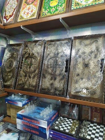 ваза напольная стеклянная высокая без узора: Taxta nərd lövhələri – əl işləri - Material: tam taxta (üzəri — 5