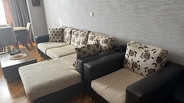 kreditle kunc divanlar: Künc divan dəsti - Tərkib: 1 böyük L formalı künc divan + 1 ədəd — 1