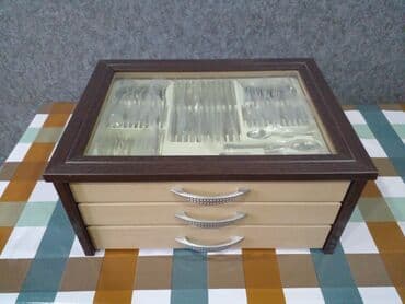 qab qaşiq: Çoxmərtəbəli çəngəl-bıçaq dəsti və vitrinli qutu - Dəbdəbəli ağac — 8