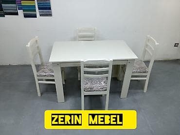 kuxna stulari: Mətbəx üçün, Açılmayan, Dördbucaq masa, 4 stul — 1