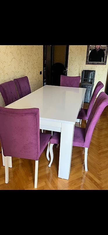 Qonaq otağı üçün, Açılmayan, Dördbucaq masa, 6 stul