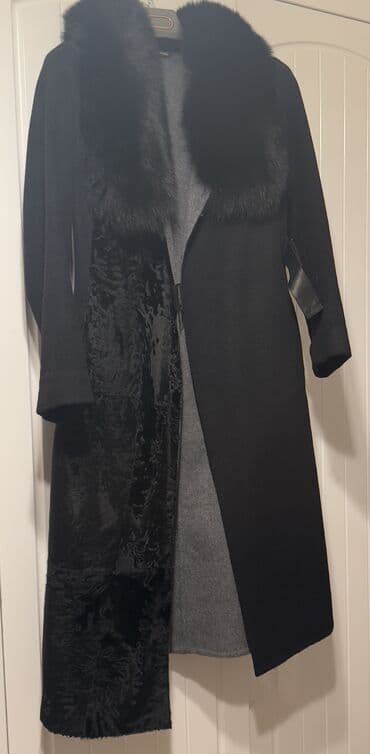 qadın gödəkçə: Qadın uzun palto – qara rəng Boynu temiz karakul 38 razmer Ici — 5