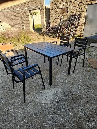heyet masasi: Dördbucaq masa, 6 stul, Açılmayan, Stullar ilə, Metal — 4