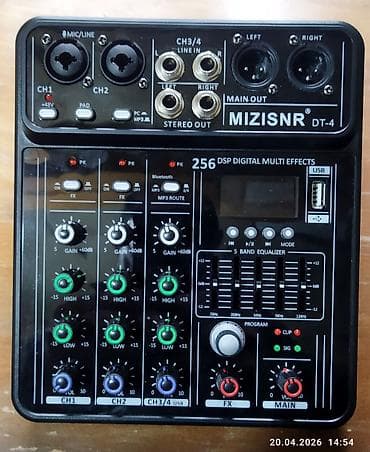 MIZISNR DT-4 – kompakt professional miks pultu - 4 kanallı analoq