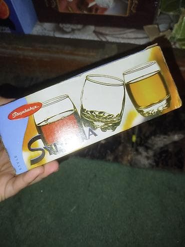 dibcek qablari: Stəkanlar, rəng - Gümüşü, Şüşə, 6 ədədli dəst, 200 ml, Türkiyə — 1