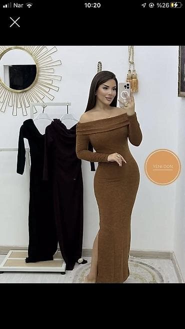 hicab sekilleri: Off-shoulder trikotaj maxi don - Rəng: tünd bənövşəyi — 4