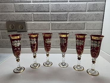 şam aqaci: Qədəhlər, rəng - Qırmızı, Şüşə, 6 ədədli dəst — 1