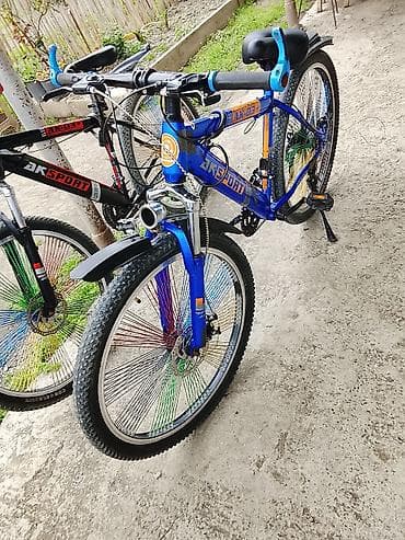 AKSPORT dağ velosipedi - Rəng: mavi-göy, narıncı detallarla -