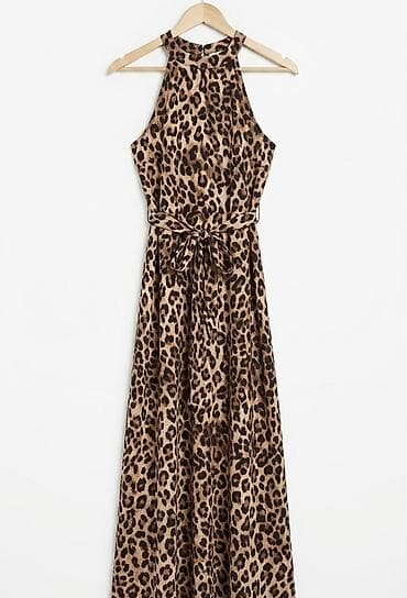 beli: Leopard print maxi don m razmer - Üslub: Uzun maxi siluet, boğazı — 1
