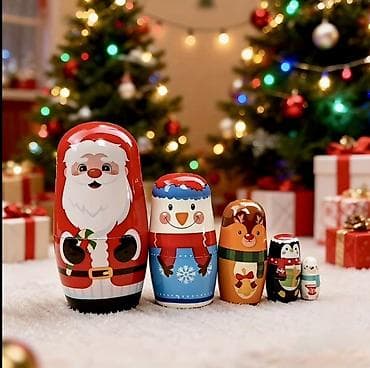 yeni il geyim: Yeni il temalı matryoşka fiqurları dəsti - Dəst: 5 ədəd bir-birinin — 3