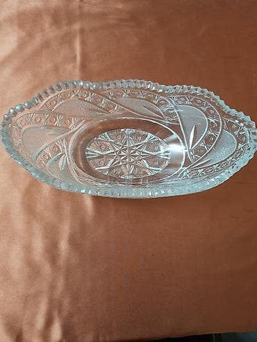 Şüşə/kristal oymalı süfrə qabı (oval forma) хрустальная ваза (Чехия) — 1