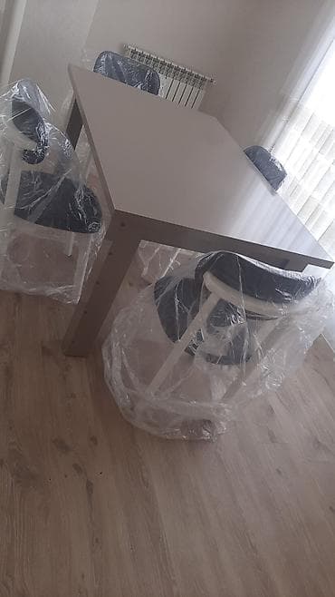 dəmir stul: Mətbəx üçün, Açılmayan, Dördbucaq masa, 4 stul — 1