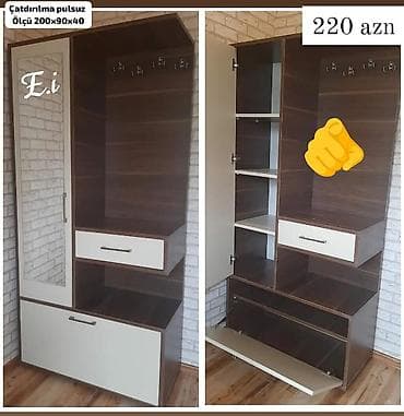 asma guzgu: Yeni, 1 qapı, Güzgülü, Ağ, Açılan, Düz dolab — 3