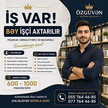 qar tekeri: Vakansiya: Bəy işçi – “Özgüvən Mətbəx Əşyaları” Axtardığımız profil — 1