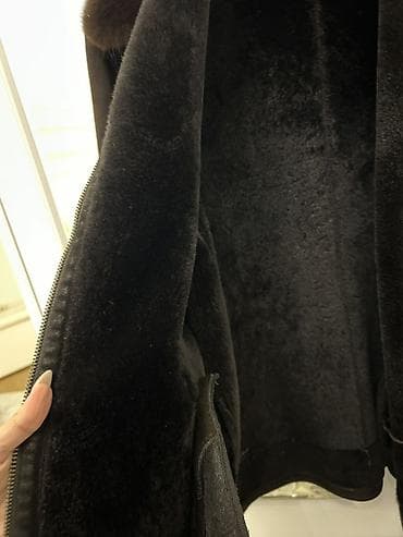 ucuz geyimlər: Tünd qəhvəyi rəngdə kişi üçün quzu dərisi kürk gödəkçə. - Material — 3