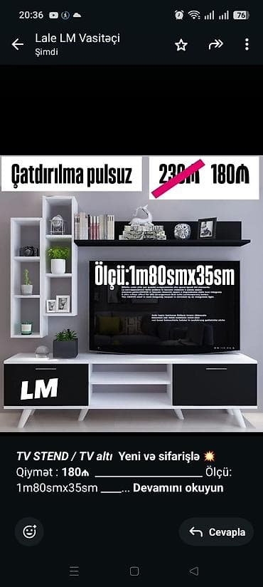 _*TV STEND / TV altı*_ *Yeni və sifarişlə* 💥 Qiymət : *180₼*