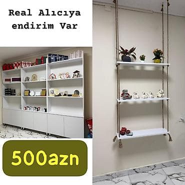 Rəflər: Laminat materialdan hazırlanmış ağ rəf dəsti Ölçülər: - Hündürlük — 1