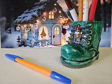 qab gulleri sekilleri: Dekorativ mini dibçəklər və qələm/qutu stendləri dəsti - Retro — 8