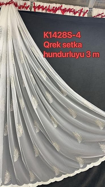 metbex perdeleri 2019: Tül pərdə – model 0093 seriyası - Material: incə, işıqlı tull (yarı — 8