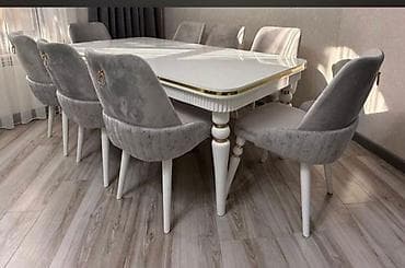 Qonaq otağı üçün, Yeni, Açılmayan, Dördbucaq masa, 6 stul