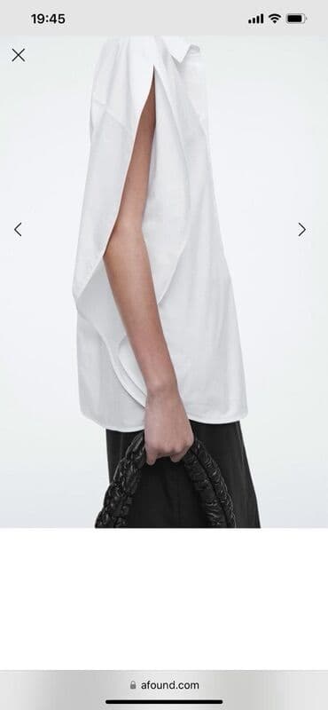 женские кроссовки для бега: COS markalı qadın köynəyi – qısaqol, ağ rəng. - Model: Kurzärmliges — 3