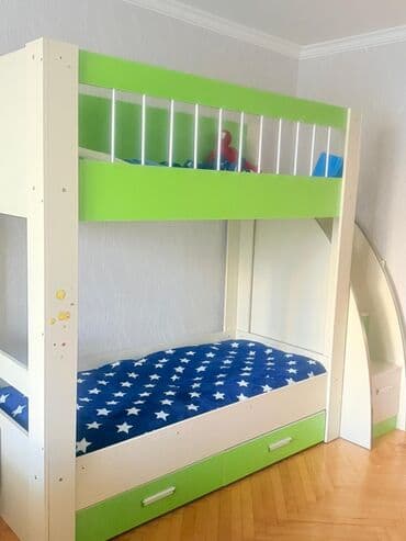 односпальные кровати фото: Для девочки и мальчика, Кровать, Без матраса, С выдвижными ящиками, МДФ — 1
