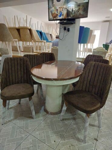 Mətbəx üçün, Açılan, Oval masa, 6 stul