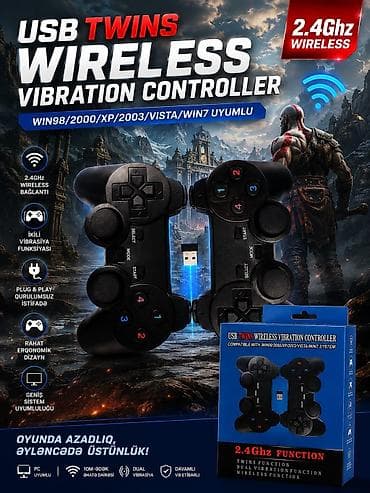 USB TWINS Wireless Vibration Controller – 2.4 GHz simsiz qoşulan ikili lalafo.az -da USB TWINS Wireless Vibration Controller – 2.4 GHz simsiz qoşulan ikili