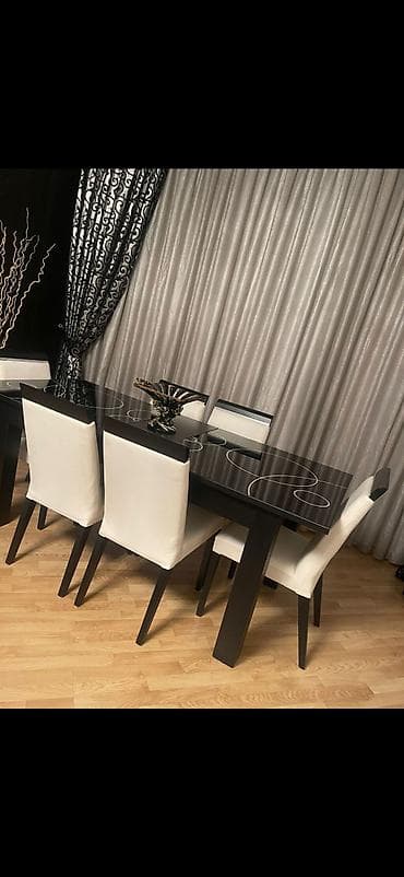 qabag stol: Açılmayan, Dördbucaq masa, 6 stul — 1