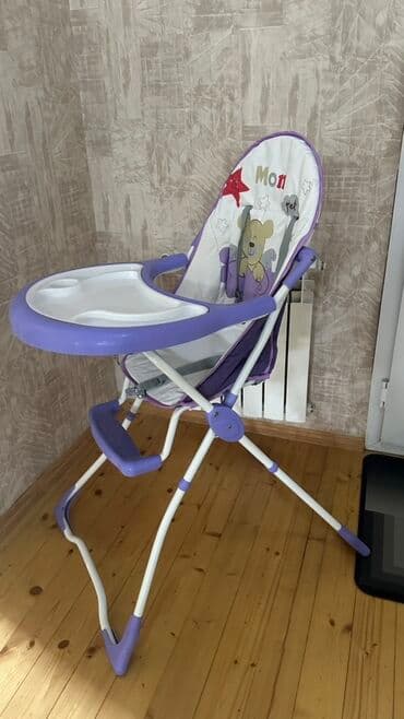 uşaq yeməyi: Uşaq üçün yemək stulu - Rəng: bənövşəyi-ağ - Yumşaq oturacaq və bel — 4