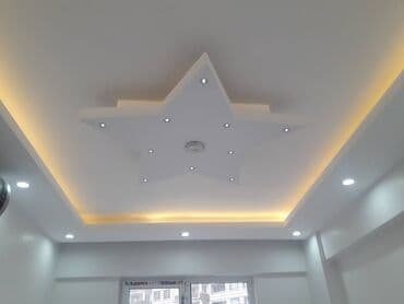 alcıpan tavan fiqurları: Hər növ Alcipan işləri görülür. Düz sadə tavan. Ara kəsmə divar — 5