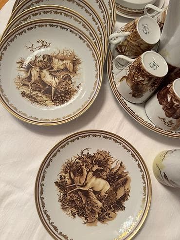 maral sekilleri: Qəhvə dəsti, rəng - Ağ, Farfor — 3