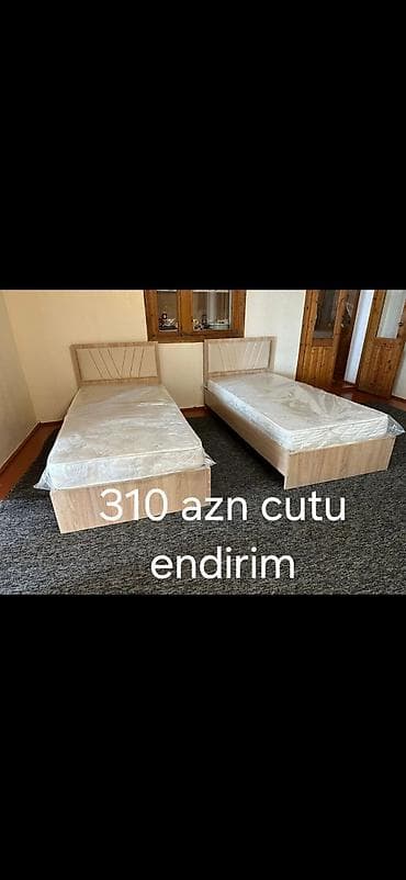 super mebel: İki ədəd tək nəfərlik çarpayı dəsti - Ölçü: standart tək nəfərlik - — 1