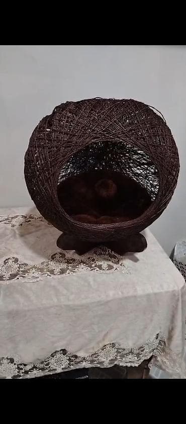ev sicani: Ev heyvanları üçün dekorativ yuva/evcik - Material: tünd qəhvəyi — 1