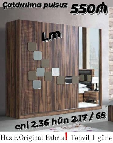 viona mebel: *_dolab/kupe_* _*fabri̇k i̇stehsali*_ qiymət : *550₼* ölçü — 1