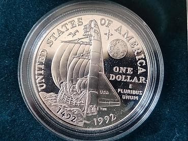 1992 ABŞ Xatirə Gümüş Dollar – Columbus Quincentenary Proof(26.73 — 2