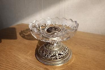 meyvə: Vintage konfet qabı / meyvə qabı / şirniyyat qabı ayaqlı Şəffaf — 1