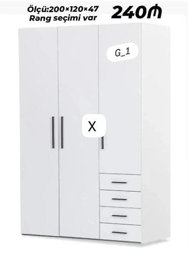 G_1 model geyim dolabı - Ölçü: 200 × 120 × 47 sm - Rəng seçimi var - — 1