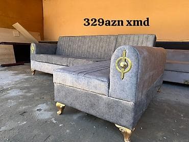 taxt satilir: - Künc divan, “L” forması - Rəng: boz (daş-boz ton), vertikal tikişli — 1