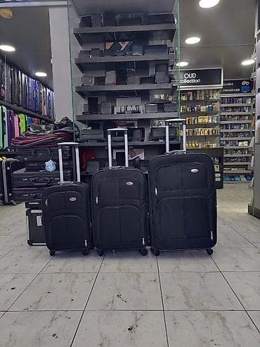 tekerli çantalar: Yumşaq tekstilli təkərli səyahət çantaları dəsti - 3 ölçü: kabin — 1