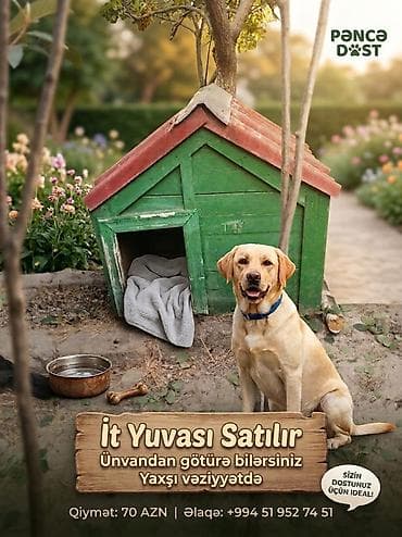 İt yuvası satılır - Material: taxtadan hazırlanmış, möhkəm karkas -