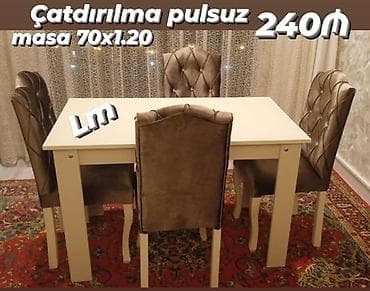 *Masa dəsti* _*MASA +4 STULL💥*_ Qiymət : *240₼* Masa ölçü: 70x1.20 lalafo.az -da *Masa dəsti* _*MASA +4 STULL💥*_ Qiymət : *240₼* Masa ölçü: 70x1.20