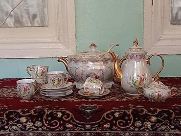 cay servis: Çay dəsti, rəng - Qızılı, Farfor — 1