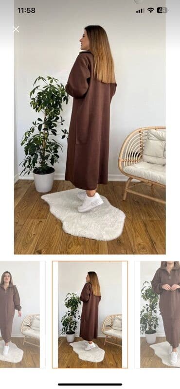 кыргыз жууркан размер: Qadın trikotaj midi don – qəhvəyi rəng - Rahat, düz kəsim; baldırdan — 2