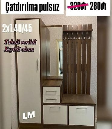 wfaner mebel: Dəhliz üçün kombinə edilmiş mebel dəsti - Ölçü: 2 x 1.40/45 — 1