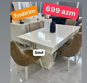 usdular: Mətbəx üçün, Açılmayan, Dördbucaq masa, 6 stul — 2