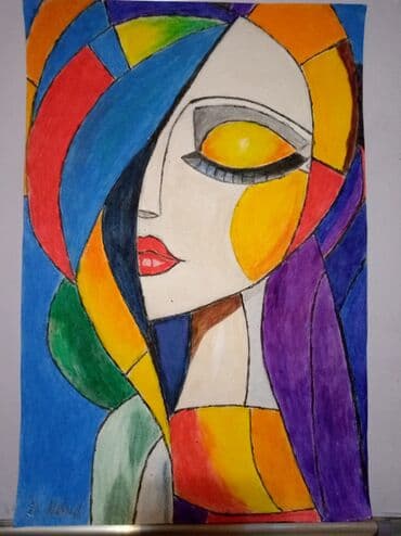 maşın modeli: Kubist üslubda portret rəsm əsəri Rəssam əl işi - Texnika: kağız — 1