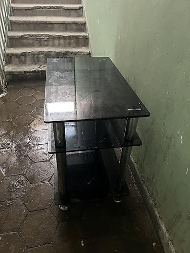 stend: Şüşə TV stendi / media konsolu - 3 mərtəbəli quruluş: üst panel və — 3