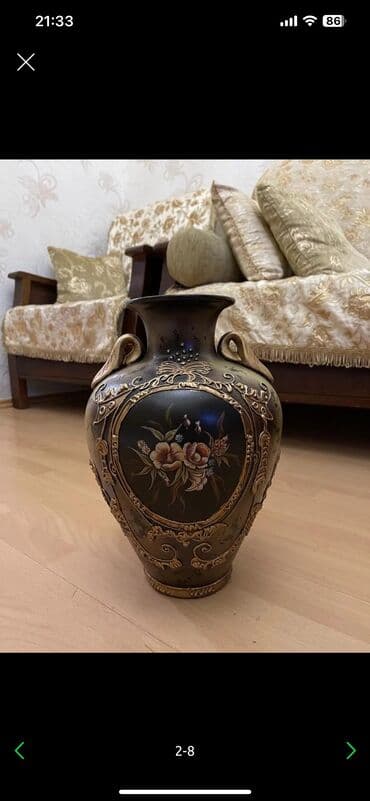 ваза напольная керамическая высокая: Tecili!Əla vəziyyətdə hündürlüyü 36 sm,diametri 13 sm olan — 6